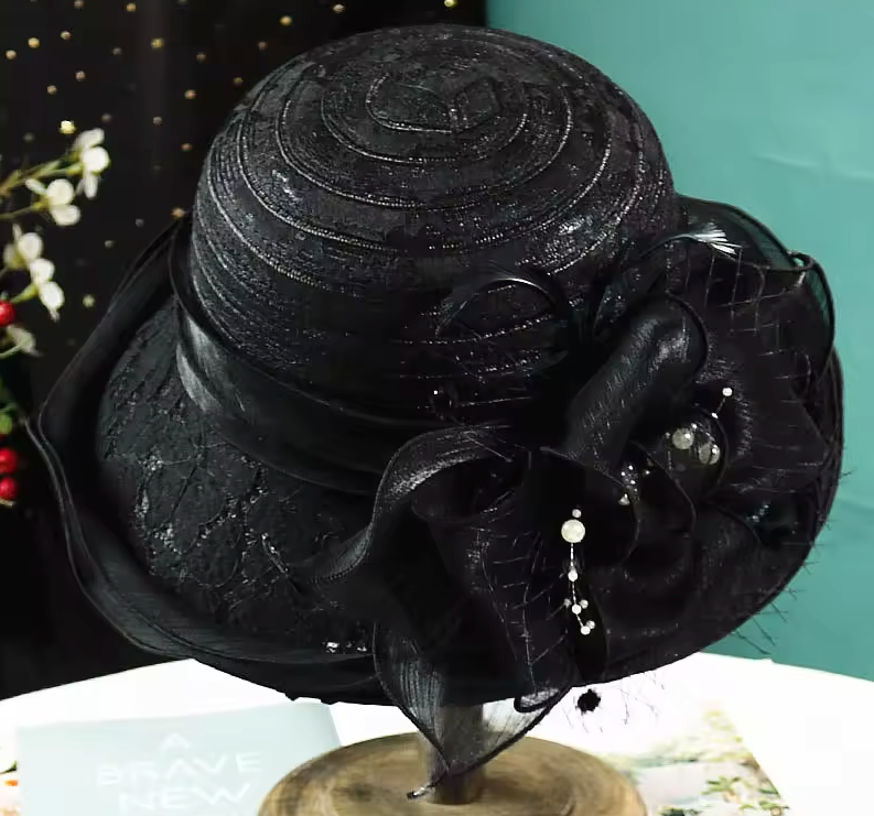 Ladies Fascinators Millinery Church Hat Elegant Bow Wide Brim Bucket Hats Kentucky Derby Fedora Women Summer Foldable Sun Cap