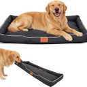 FUMMI Chew Proof Indestructible Dog BedHeavyDuty Quilted Kennel Mat with Waterproof Core, Machine Washable Durable Dog Bed for Aggressive Chewers, Medium Dogs, Black