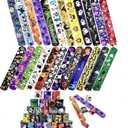 Halloween Slap Bracelets for Kids Halloween Slap Bracelets Bulk Snap Bracelet Party Supplies Favors Classroom Prizes Exchanging Gifts (48)
