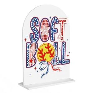 Funny Softball Party Decorations Softball Games Day Decor Softballs Mama Gifts for Mom Mother Softballs Club Room Acrylic Sign Decor 7 x 5 inches (Acrylic1001)