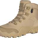 FREE SOLDIER Men's Waterproof Hiking Boots Tactical Work Boots Outdoor Lightweight Military Boots(Tan, US 9.5)