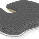 Gooo&Ma Air Fiber Seat Cushion for Office Chair, Breathable U-Shape Tailbone Relief Cushion for Desk Chair, Washable Ergonomic Chair Pad for Driving & Gaming, Cooling Mesh Back Support(Grey), 13.8*17.7