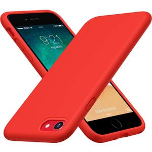 CellEver Heavy-Duty Silicone Case for iPhone SE 2022 (3rd Gen)/iPhone SE 2020 (2nd Gen)/iPhone 8/7 - Military Drop Protection, Elevated Screen & Camera Protection, Scratch-Free Interior, Bright Red