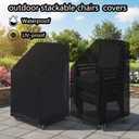 Outdoor Chair Cover Waterproof Sunproof Oxford Fabric with Drawstring - All Weather Protection for Patio, Garden, Balcony Furniture (Black 2 piece )