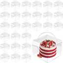 SEUNMUK 60 Pieces 5 x 5 x 4 Inch Clear Cake Boxes with Handles & Cake Boards, Transparent Bakery Boxes, Plastic Cake Packaging Boxes for Birthday, Wedding