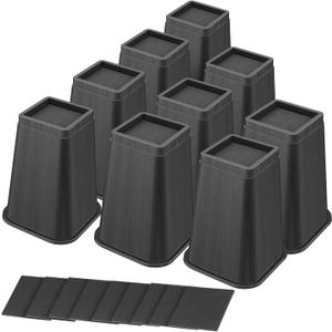 Shouwuhho Bed Risers 8 Inch Heavy Duty, Furniture Risers Lifts 12" 8" 4" for Table, Desk Leg, Sofa, Couch, Adjustable Bed Frame Risers Supports Up to 6,000 Lbs, Black, 9 Pack