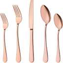 Briout Rose Gold Silverware Set, 20 Piece Cutlery Set, Stainless Steel Flatware Set Service for 4 Include Spoons Forks Knives Tableware Utensil Set for Kitchen Home Restaurant, Shiny Rose Gold Polish