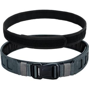 IDOGEAR SPORTS Tactical MOLLE Belt Quick Release Rigger Belt 1.5/2 Inner & Outer Combat Heavy Duty (Large(38"-42"), Grey)