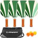 Pickleball Paddles Set of 2 | Pickleball Set of 4 Pickleball Rackets | Graphite & Fiberglass Pickleball Paddles | USAPA Approved | Great Paddle for Beginners and Pros | (ProSet of 4Retro Green)