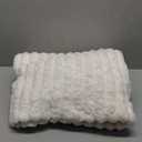 BEDELITE Fleece Throw Blanket for Couch - 300GSM Soft & Warm Fluffy Cream White Blanket, Decorative and Giftable Striped Blankets for Women, Men, 50"x60"