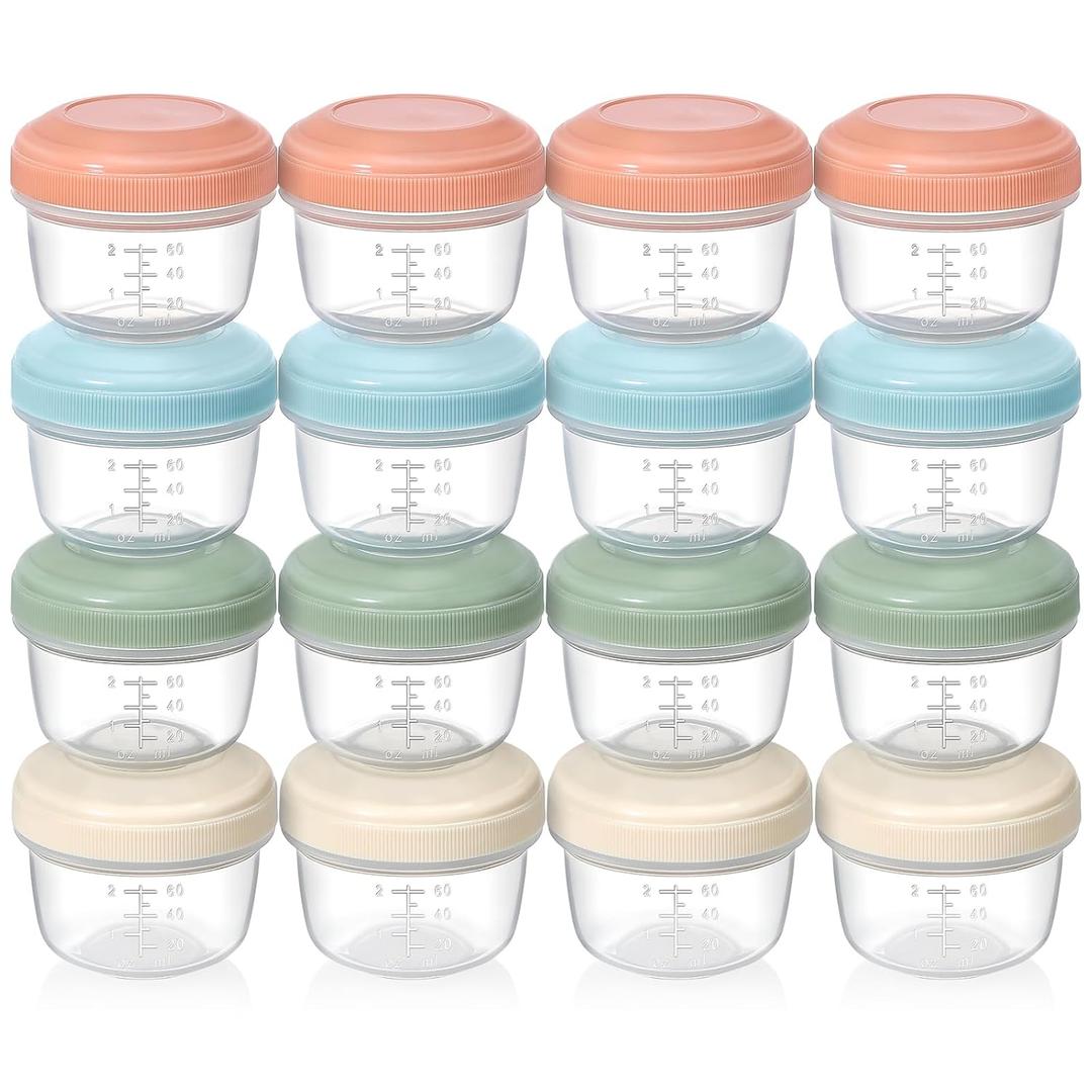 VITEVER [16 Pack] 4 oz Small Containers with Lids, Reusable Plastic Jars for Snack and Puree, Salad Dressing Container to Go, Deli Containers, Freezer Baby Food Containers, Dishwasher Safe, BPA Free