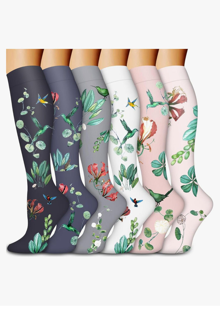 Bluemaple Compression Socks for Women & Men Circulation (6 Pairs) 15-20 mmHg is Best Support for Athletic Running,Nurse, Size S/M