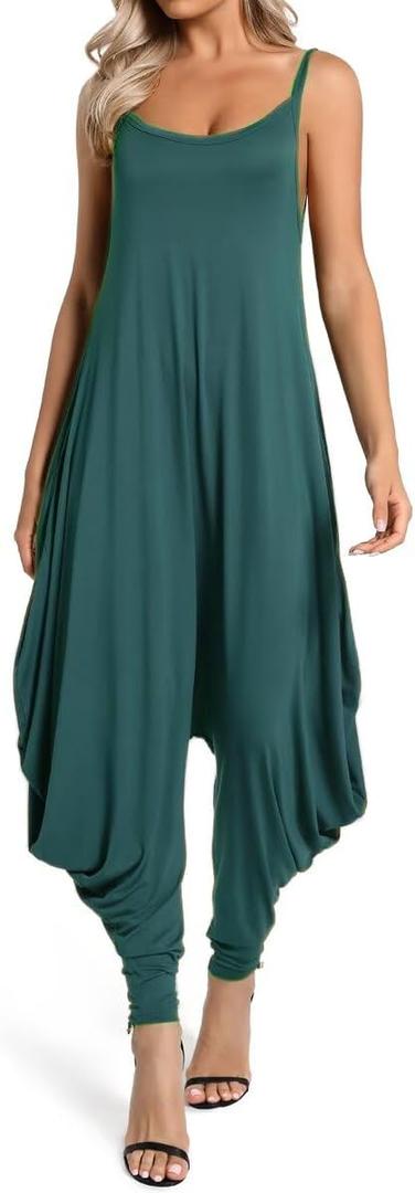Dreamskull Women's Spaghetti Strap Harem Jumpsuit with Pocket Summer One Piece Romper Overalls for Women, S
