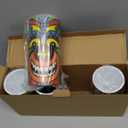 Tiki Flameless Candles Hawaiian Table Decorations Flameless Candle with 18-Key Remote Timer Pillar for Summer Holiday Tiki Bar Party Home Bar Table Decoration