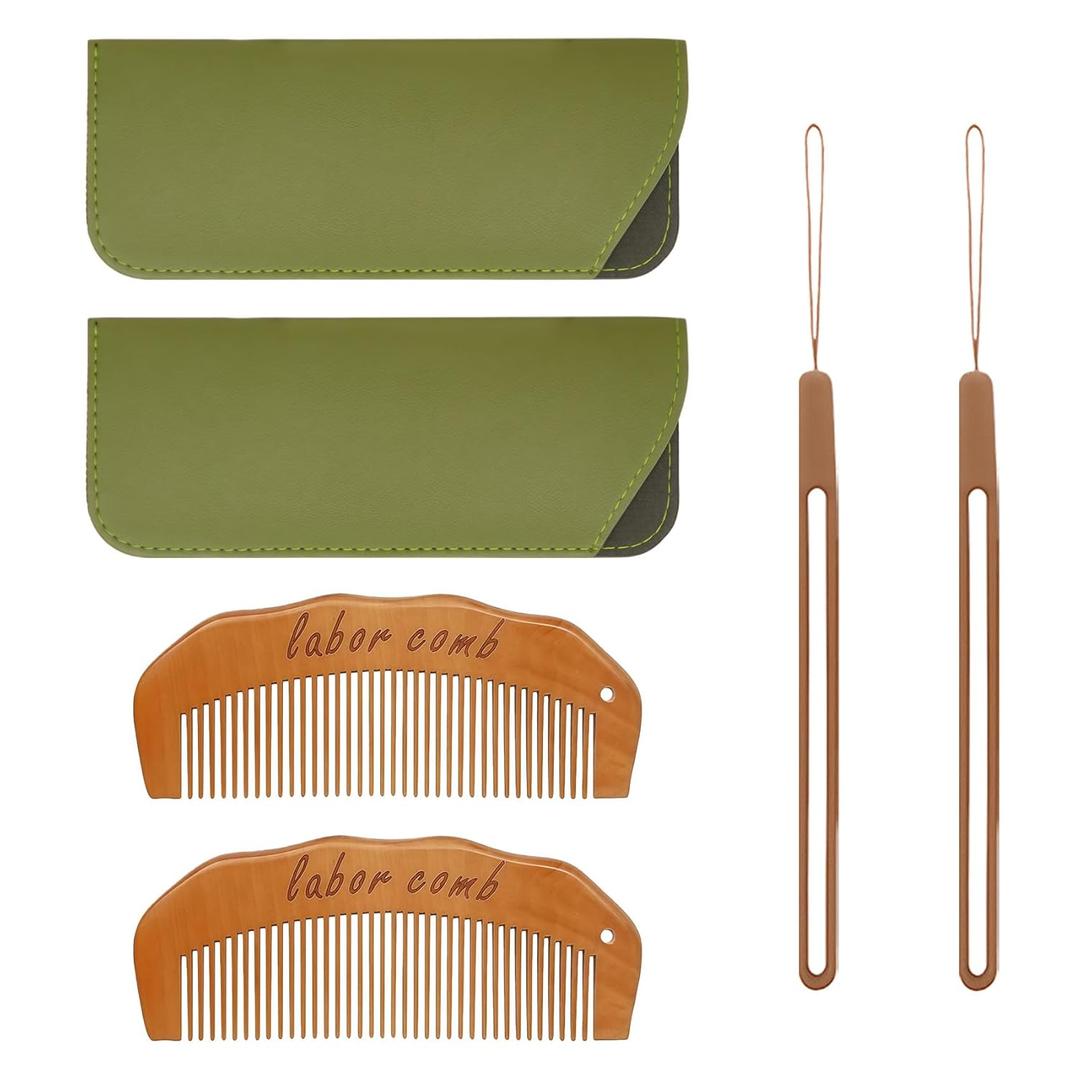 Birthing Comb for Women Labor - 2Pcs Natural Wood Birth Labor Comb for Pregnant Women Pregnancy Contraction Moms, Essentials Birthing/Hospital Bag/Pregnant Gifts