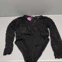lackAvidlove Lace Bodysuit for Women Sexy Long Sleeve V Neck Body Suits Going Out Tops Snap Crotch One Piece Teddy Lingerie, L, Black