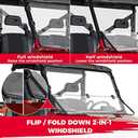 KEMIMOTO Flip Windshield Compatible with Ranger 1000, 2-IN-1 Fold Down Windshield Compatible with Polaris Ranger XP 1000/ 1000 2017-2025 Clear