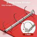 SUNEE 2 Inch Binders 3 Ring 6 Pack, Clear View Three Ring 2" Binders PVC-Free (Fit 8.5x11 Inches) for School or Office Supplies, Classic 6 Colors