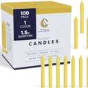 Candle Charisma 100 Yellow Spell Candles - 4" Unscented Paraffin Chime Candles, Smokeless & Dripless, Colored Candles, 1.5 Hours Burn Time 0.4" Thick Taper Candles for Rituals, Witchcraft & Parties