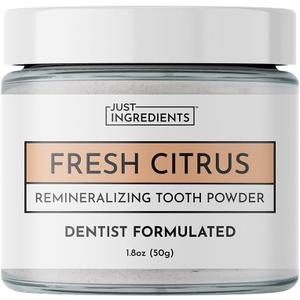 Remineralizing Tooth Powder  Fluoride-Free Oral Care  Gently Cleans & Whitens  Supports Strong Teeth & Fresh Breath  Vegan, Non-GMO, Made with Clean Ingredients (Regular, Fresh Citrus) (1 Ounce (Pack of 1))