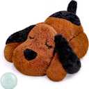 WEOK Heartbeat Puppy for Dogs, Helps for Anxiety Relief and Calming, Stuffed Animal Anxiety Calming Behavioral Puppy Heartbeat Toy Sleep aid for Cats Petsfor Small Breeds (dark brown)