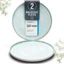 Stoneware breakfast & dessert plates set 2 pcs Light beige & blue stylish cake plates Dishwasher, microwave and scratch resistant Small salad plates Dinner service