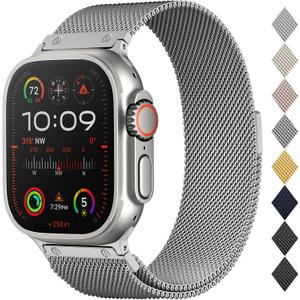 Original Metal Milanese Loop Compatible with Apple Watch Band 49mm 46mm 45mm 44mm 42mm 41mm 40mm 38mm Men and Women, Magnetic Clasp Replacement Strap for iWatch Series 10, Ultra 2, SE 9 8 7 6 5 4 (Natural)