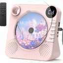 CD Player Bluetooth for Home,Desktop CD Player with Built-in HiFi Speakers,Remote Control,USB,LED Display,Timer,Repeat,EQ Sound,AUX/3.5mm Earphone Jack,Kids,Gift-Pink