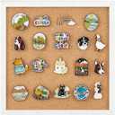 BENECREAT Pin Board Square Cork Board with White Frame, 0.8inch Thick Wall Mounted Cork Board for Brooch Pin Storage, Office Home Festival Wedding Decor, 7.8x7.8inch