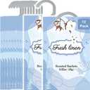 12 Packs Fresh Linen Hanging Scented Sachets for Drawers and Closets with Retractable Hook| Long-Lasting Closet Air Freshener & Closet Deodorizer | Closet Scent Freshener (Fresh Linen)