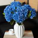 DUYONE 3PCS 22 inch Realistic Artificial Hydrangea Large Flowers Artificial Flowers Dry Flowers Outdoor Wedding Christmas Office Family Party Living Room Table Decoration (Dark Blue)