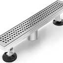 Shower Drain, Linear Shower Drain 18 Inch(Brushed Nickel),Modern 304 Stainless Steel Shower Floor Drain with Grate Removable, Adjustable Leveling Feet, Rectangular Linear Drain
