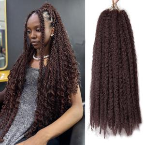 Marley Twist Braiding Hair 18 Inch 8 Packs, Soft Marley Hair for Braiding, Cuban Twist Hair, Afro Kinky Twist Braiding Hair Extensions, Tangle Free Crochet Hair for Black Women (33)