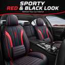 PU Leather Car Seat Covers Full Set, Airbag Compatible Automotive Seat Protectors, Waterproof & Non-Slip Universal Fit for Cars, Trucks, SUVs (5-Piece ,Red)