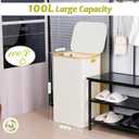 efluky Recycle Bin Holder 100L, 26 Gallon Trash Can with Lid, Garbage Bag Holder for Yellow Bags, Easy Removal, (Inner Bag Not Included) -Beige
