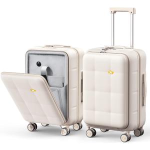MGB Hard Shell Carry on Luggage with Front Compartment, 20 Inch, Cream