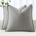 MIULEE Decorative Linen Euro Sham Pillow Covers 22x22 Inch Light Gray Boho Farmhouse Neutral Couch Throw Pillows for Bed Pack of 2 Accent Modern Pillowcase Sofa Livingroom Home Decor