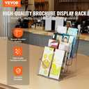 VEVOR Acrylic Brochure Holder 8.5 x 11 inch, 4-Tier Clear Acrylic Literature Display Stand, Plastic Literature Organizer Flyer Stand & Removable Divider for Office Exhibition, Countertop or Wall Mount