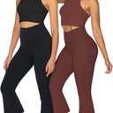 Sunzel High Waist Mini Flared Leggings for Women, Tummy Control Casual Flare Yoga Pants for Yoga Workout Gym (Medium)