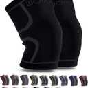 Knee Brace Sleeves for Weightlifting Working out, Knee Pain Relief for Meniscus Tear Arthritis ACL MCL (2 Pack) (X-Large, Black Grey)