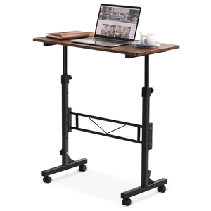 Small Standing Desk Adjustable Height, Mobile Stand Up Desk with Wheels, 32 Inch Portable Rolling Desks for Walking Pad Treadmill Wood Rustic