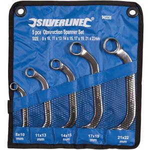 Silverline 945235 Obstruction Spanner Set 5pce 8-22 mm