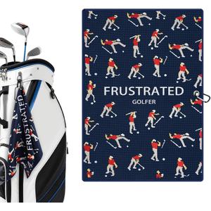 Microfiber Golf Towels (16" X 24") with Carabiner Clip, Waffle Pattern Golf Towel Hook and Loop Fastener, Golf Club Towel, Premium Golf Accessories, Gift for Men, Golfers, Dad (Navy Blue)