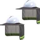 Hard Hat Sun Shade, High Visibility Sun Visor Neck Shade with Reflective Strip, Full Brim, Man & Woman (Hard Hat Not Included), Grey, 2 Pack