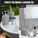 Bathroom Accessories Set - Soap Dispenser, Toothbrush Holder, Soap Dish, Toilet Brush & Toilet Brush Holder - Grey Stone Bathroom Accessories Set - Modern Bathroom Organizer Set (Silver)
