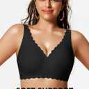 COCOMARTS Jelly Bras for Women No Underwire Scalloped Push Up Seamless Full Coverage Plunge Bralettes Wireless Tshirt Bras Black Medium
