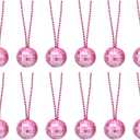 uxcell 12 Pcs Mirror Disco Ball Necklaces 1.2" Bulk Disco Ball Costume Necklaces 70s Disco Party Necklace Women Decoration for Dance Supplies Stage Props Jewelry Accessories, Pink