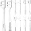 Toothbrush Heads Compatible with Laifen Electric Toothbrush, Replacement Brush Head Refill, Transparent+White, Gentle Sensitive, 10 Pack
