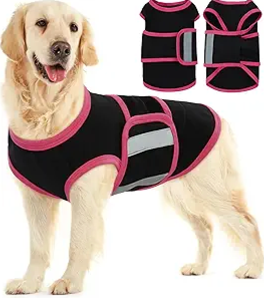 Allroaring Dog Anxiety Vest, Soft Dog Calming Shirt, Reflective AntiAnxiety Vest Breathable Pet Anxiety Jacket Wrap for Fireworks, Thunderstorms, Separation, Travle, Vet Visits, Black XS