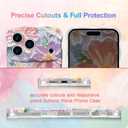 UEEBAI Flower Case for iPhone 17 Pro Max Case, Colorful Retro Oil Painting Girly Phone Cover Pretty Glossy Pattern Wave Cover Cute Sparkly Floral Curly Shell for Women and Girl, Pink Purple